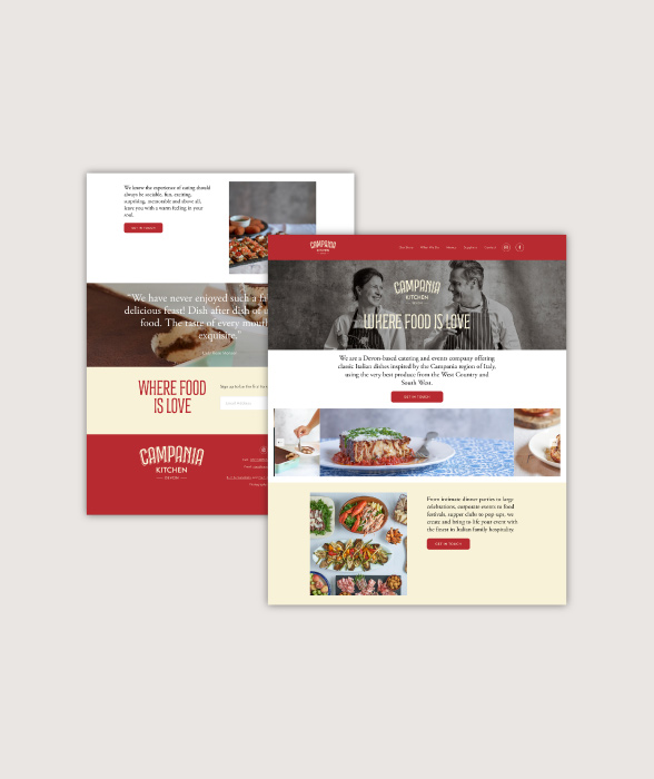 2 web pages of Campania Kitchen