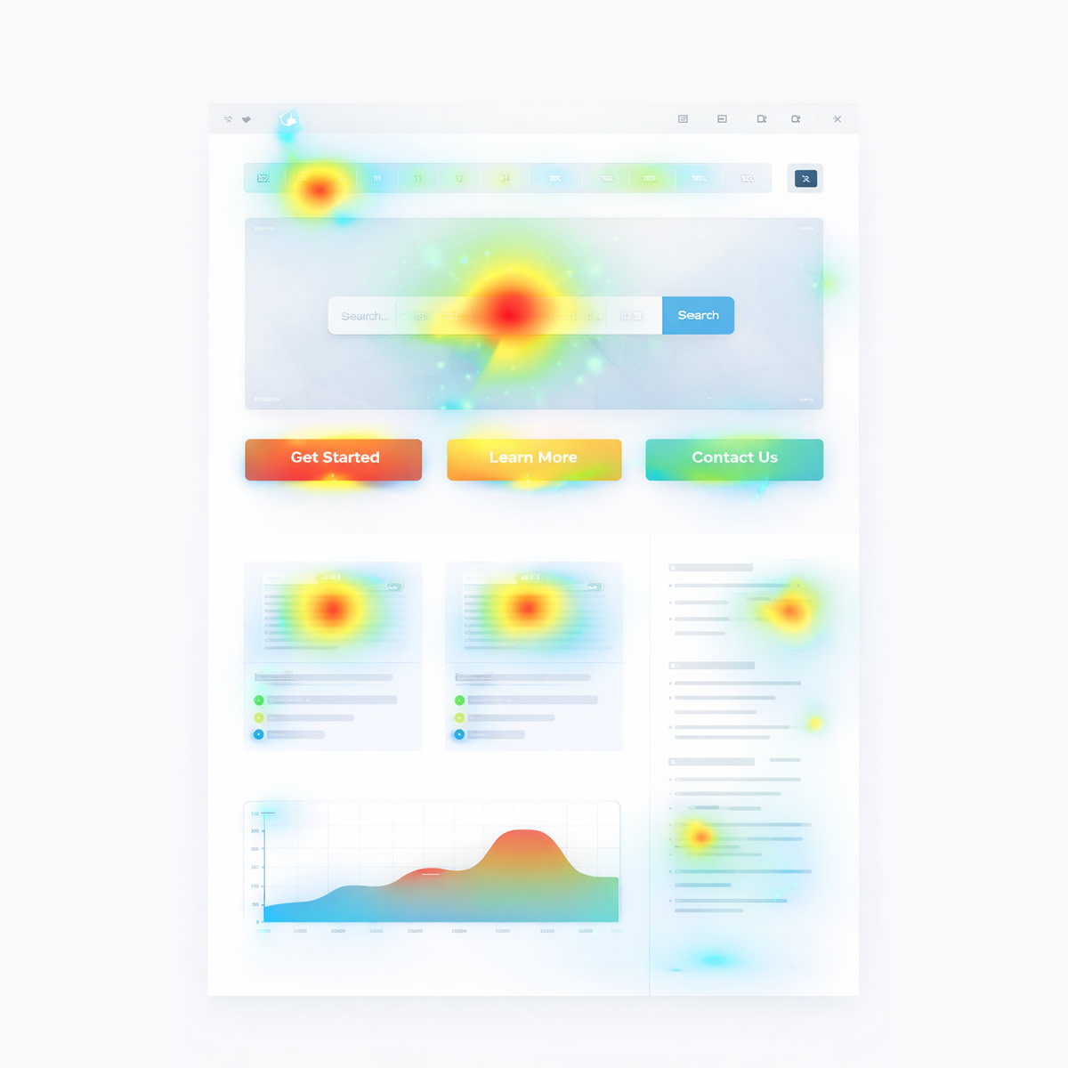 mock of a website heatmap
