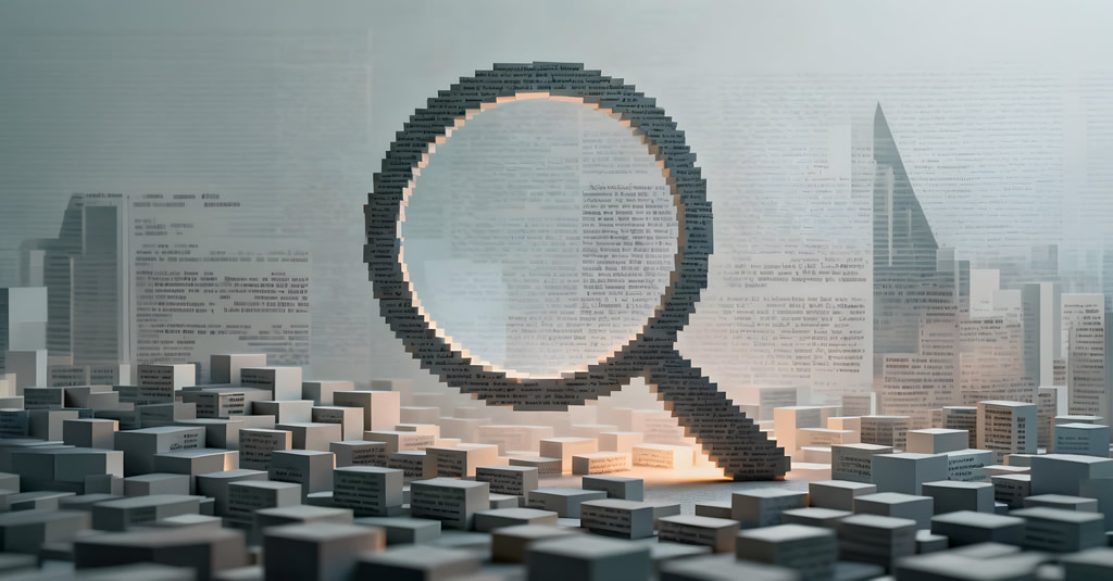pixel magnifying glass on an abstract background